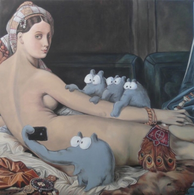 OTTO WAALKES: Gruppenbild mit Dame (Leinwanddruck)